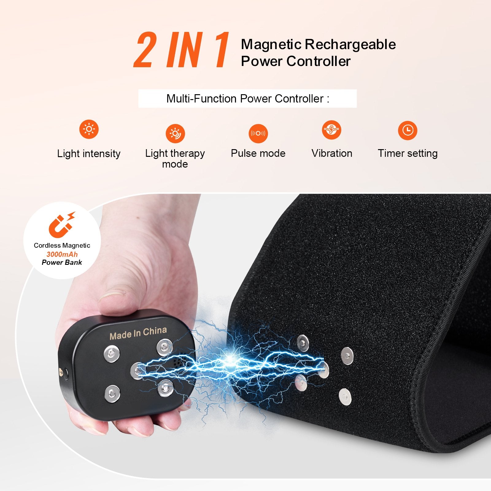 Red Light Therapy Belt For Waist, 660nm & 850nm Red Light Therapy Pad With Timer, 112 LEDs, 3-Level Vibration & 3 Intensities, Cordless Light Therapy Wrap Device For Shoulder Knees Pain Relief