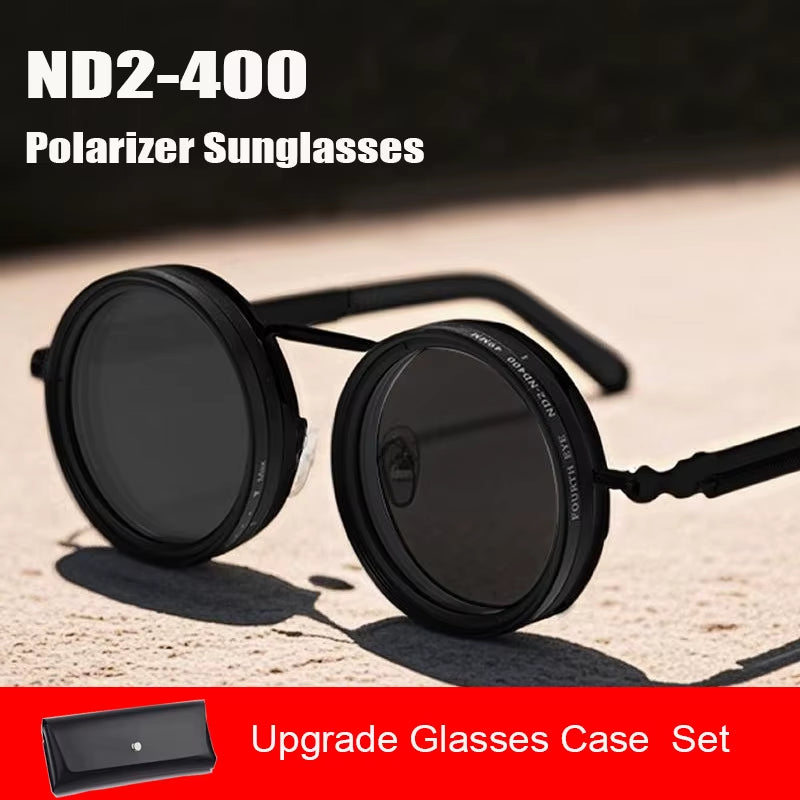 Adjustable 9-Level ND2-400 Fishing Sunglasses - UV Protection & Polarized with Case Set