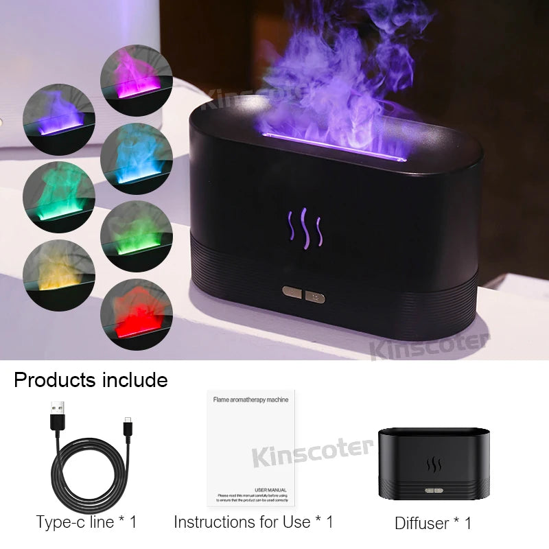 Transform Your Space with the Ultrasonic Aroma Diffuser & Humidifier - LED Flame Lamp with Cool Mist Technology
