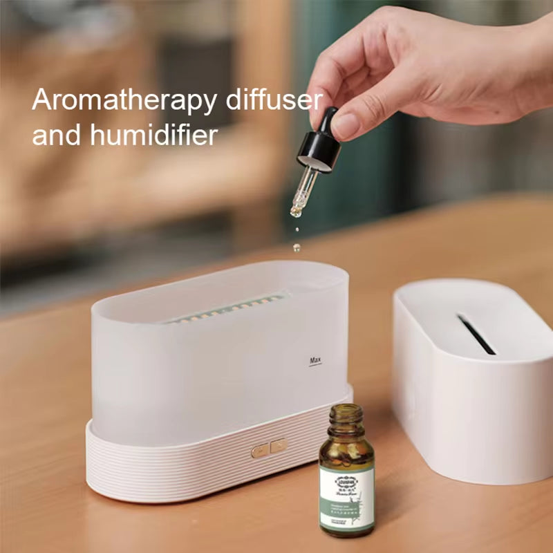 Transform Your Space with the Ultrasonic Aroma Diffuser & Humidifier - LED Flame Lamp with Cool Mist Technology