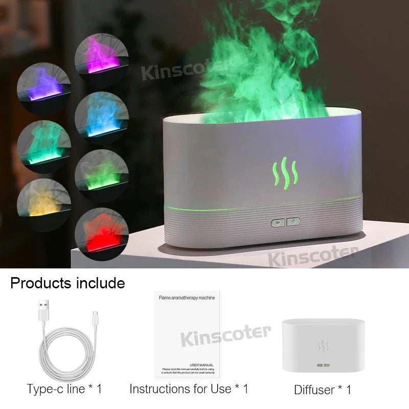 Transform Your Space with the Ultrasonic Aroma Diffuser & Humidifier - LED Flame Lamp with Cool Mist Technology