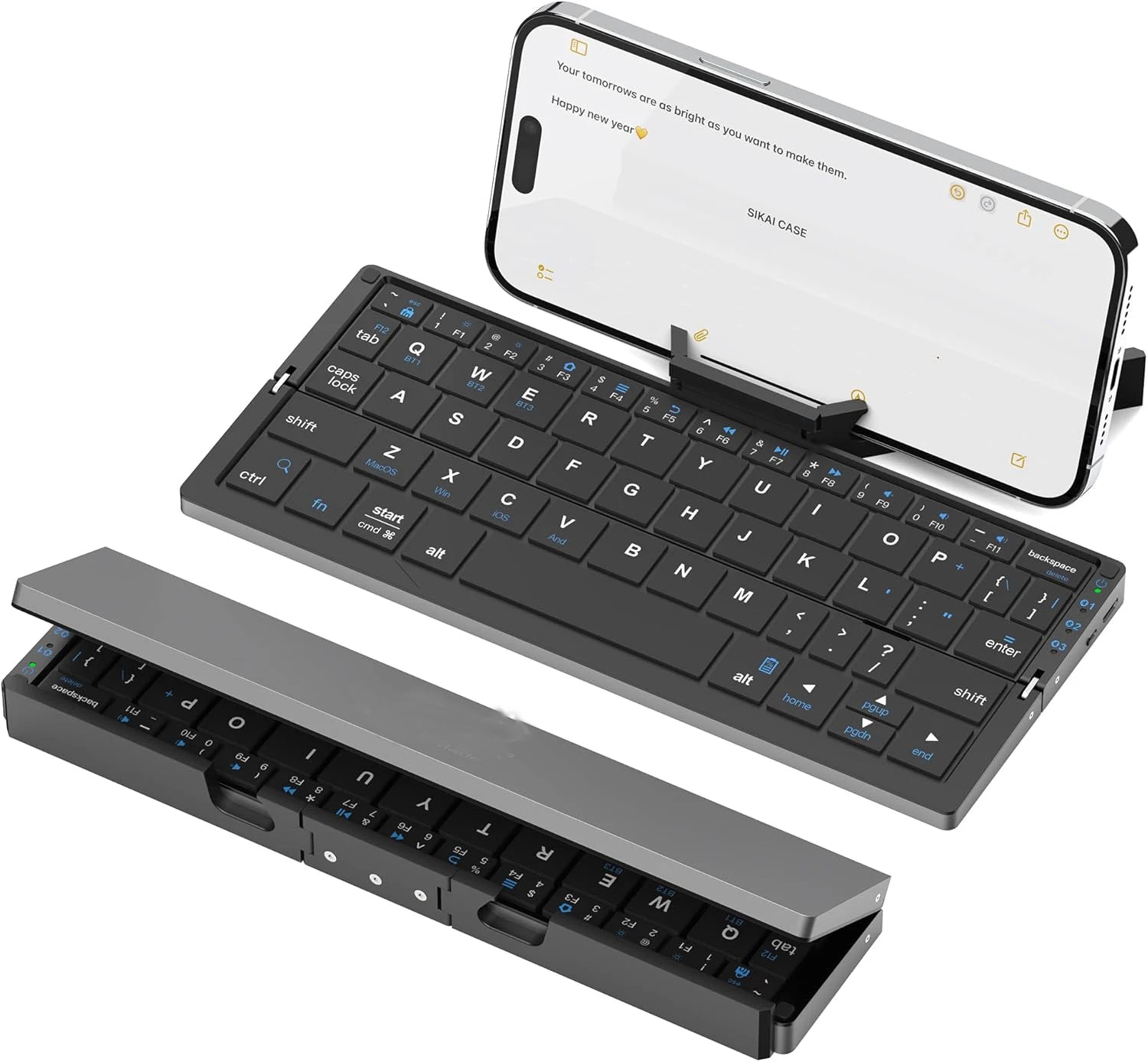Jomaa Folding Keyboard Bluetooth Rechargeable Bluetooth Keyboard for Laptop iPad Phone Mini Portable Folding Keyboard