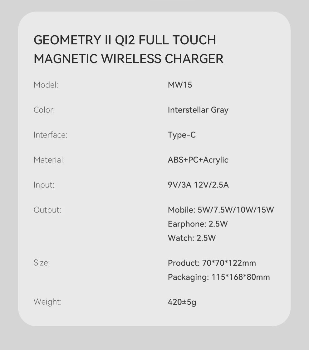 MAXCO Qi2 Magnetic Wireless Charger Fast Charger 3-in-1 Intelligent Fast Charging 15W for IPhone 15/16/17 for Iwatch & AirPods