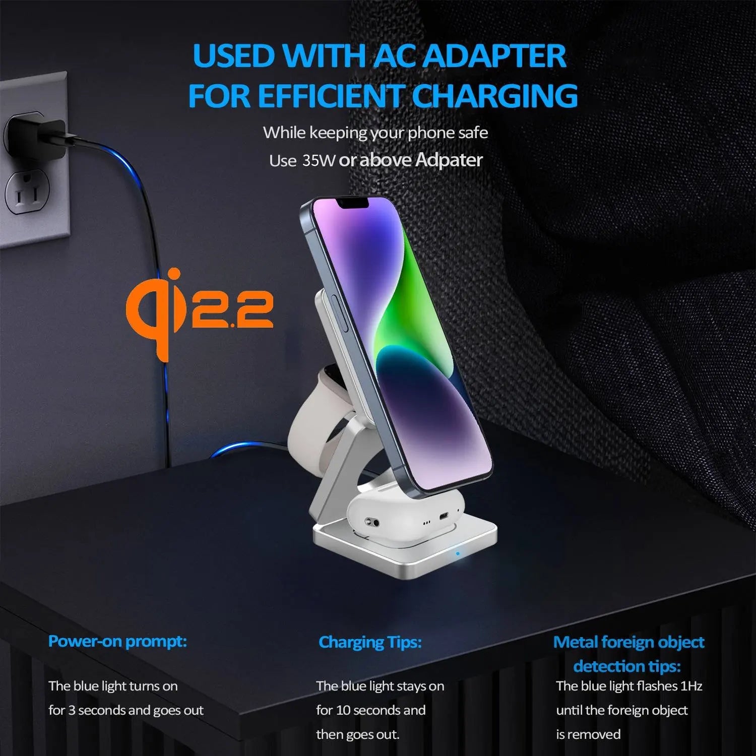 Qi1/Qi2.2 Foldable 3-in-1 Magnetic Wireless Charging Station for iPhone 12~17 Series AirPods iWatch Portable Travel Charger