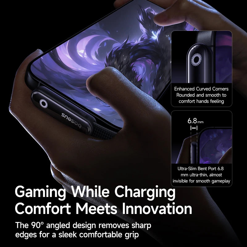 Baseus MVP3 Elbowed USB C Cable 100W For iPhone 17 16 15 Pro Max LED Type C Cable for Macbook pro Fast Charge Wire for Xiaomi