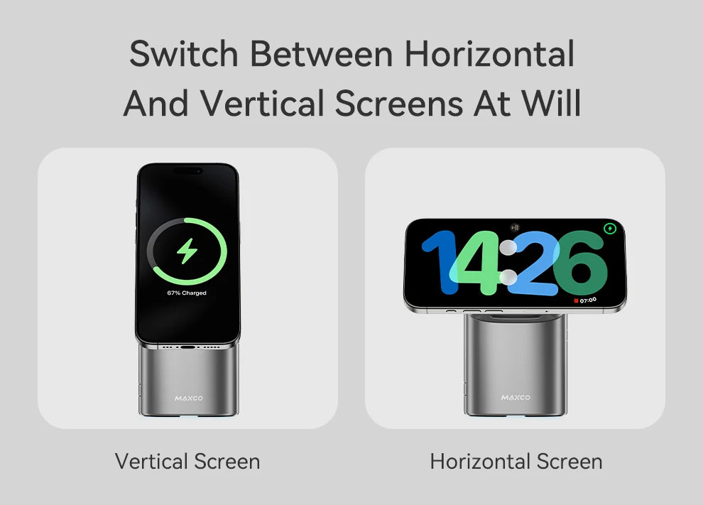 MAXCO Qi2 Magnetic Wireless Charger Fast Charger 3-in-1 Intelligent Fast Charging 15W for IPhone 15/16/17 for Iwatch & AirPods