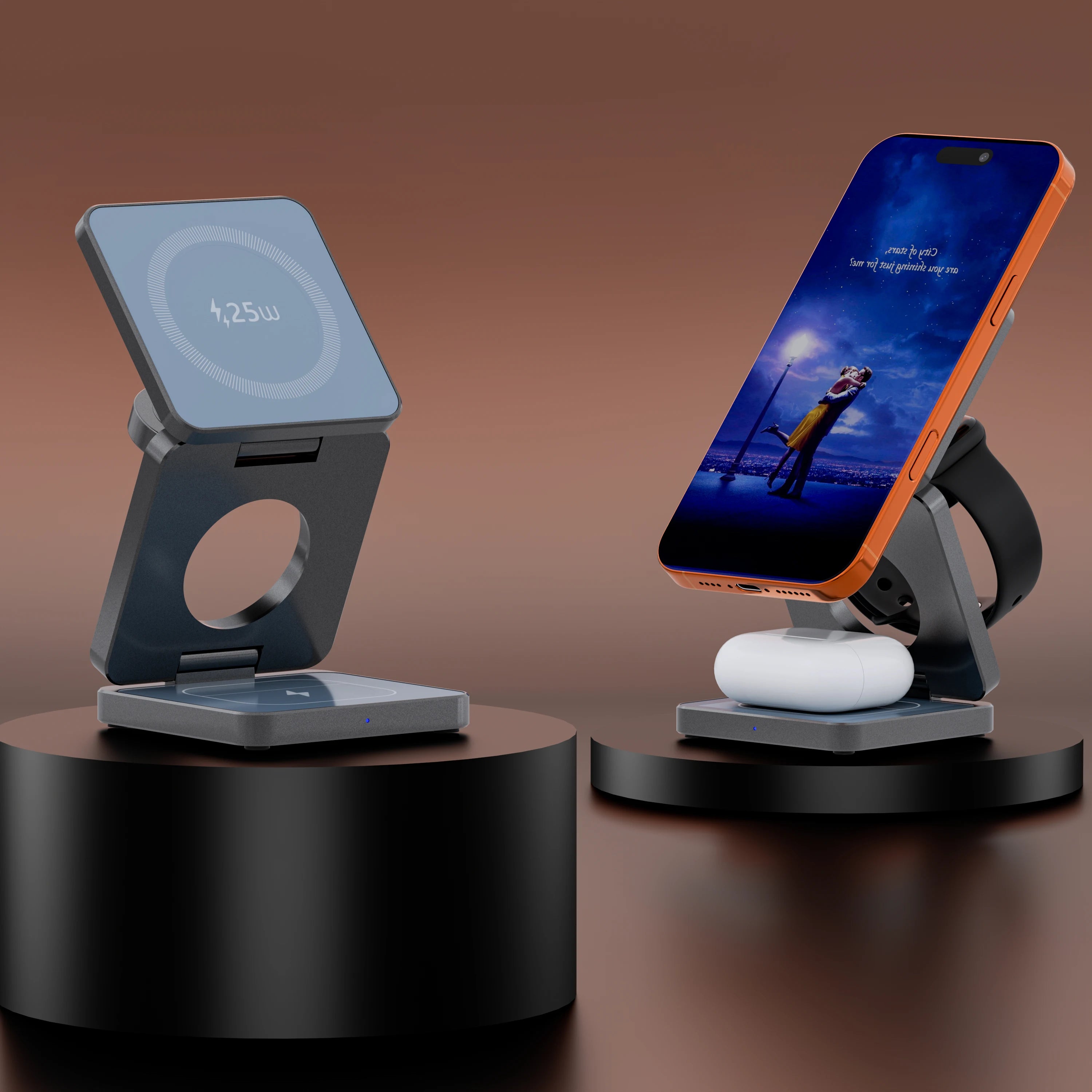 Qi1/Qi2.2 Foldable 3-in-1 Magnetic Wireless Charging Station for iPhone 12~17 Series AirPods iWatch Portable Travel Charger