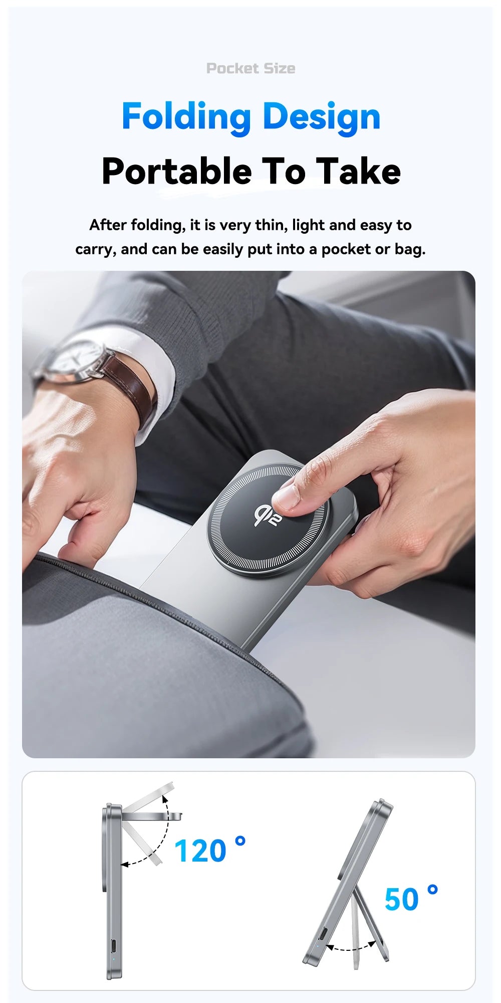 EssayerQi2 Magnetic Wireless Charger Stand Pad For Magsafe iPhone 16 15 14 13 Airpods  iWatch Foldable Fast Charging Station