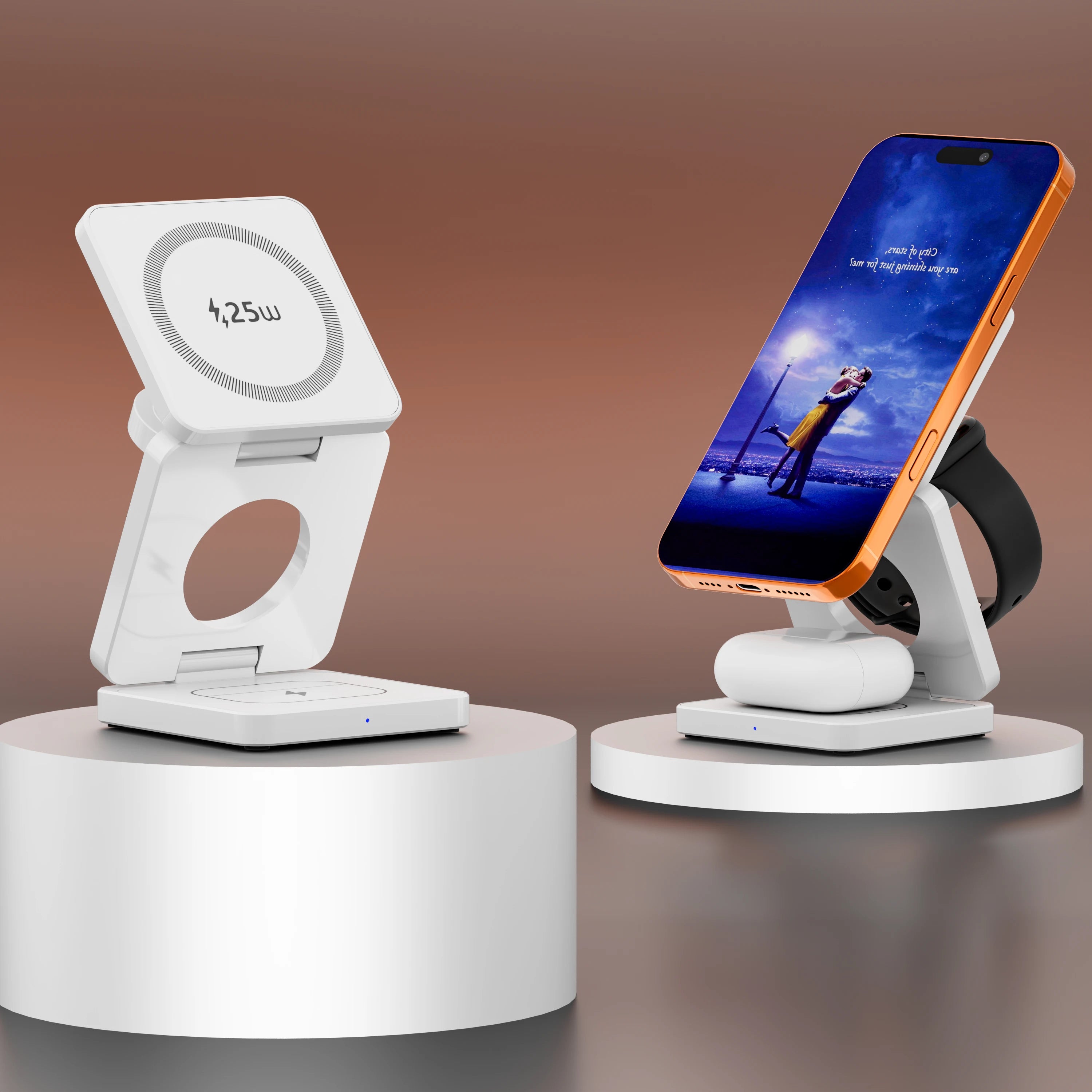 Qi1/Qi2.2 Foldable 3-in-1 Magnetic Wireless Charging Station for iPhone 12~17 Series AirPods iWatch Portable Travel Charger