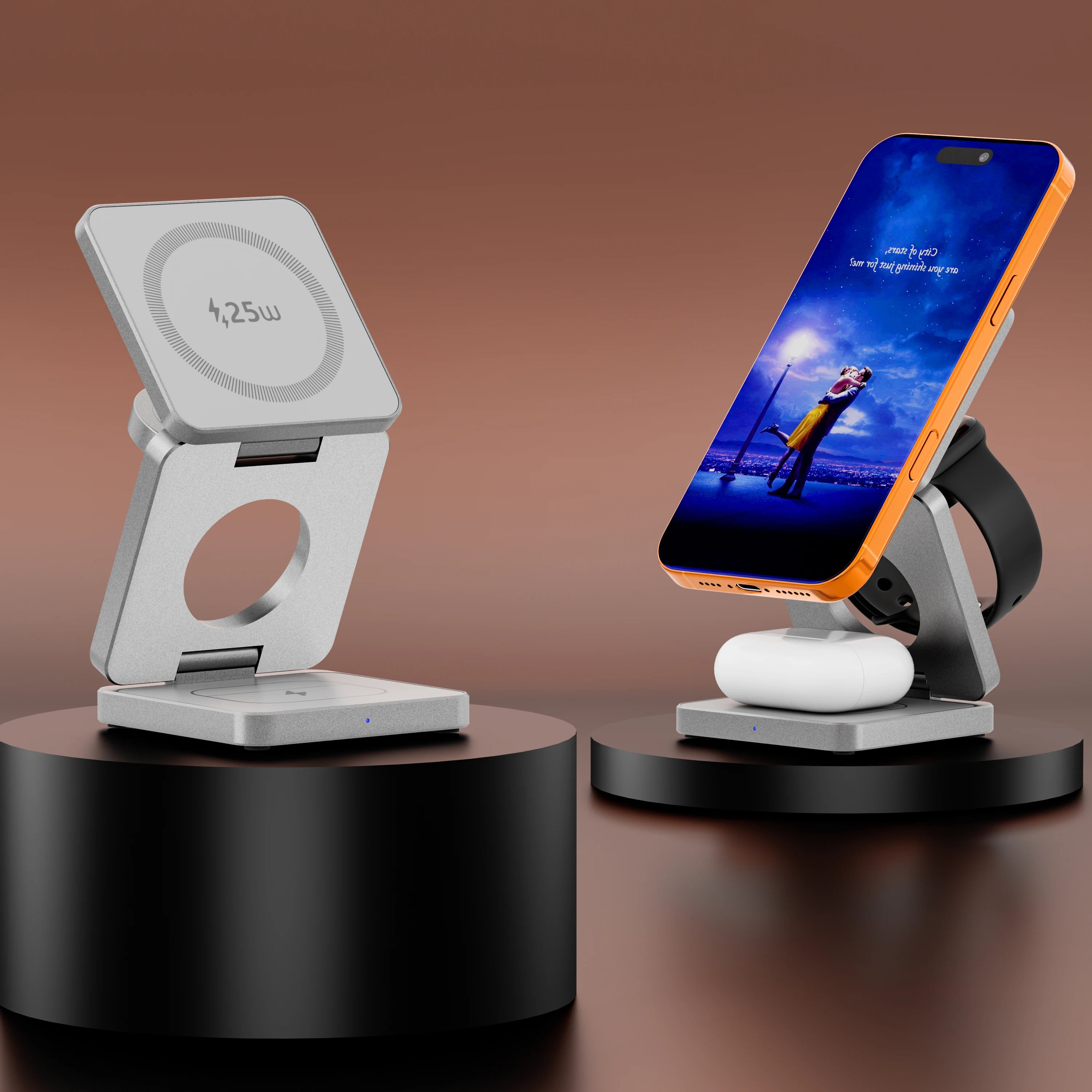 Qi1/Qi2.2 Foldable 3-in-1 Magnetic Wireless Charging Station for iPhone 12~17 Series AirPods iWatch Portable Travel Charger