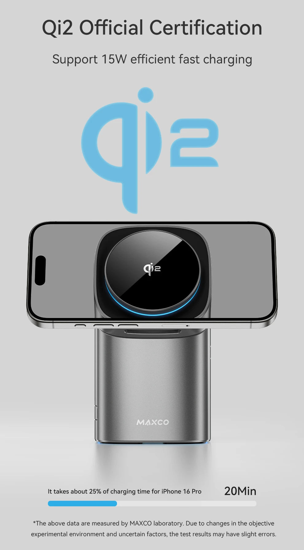 MAXCO Qi2 Magnetic Wireless Charger Fast Charger 3-in-1 Intelligent Fast Charging 15W for IPhone 15/16/17 for Iwatch & AirPods