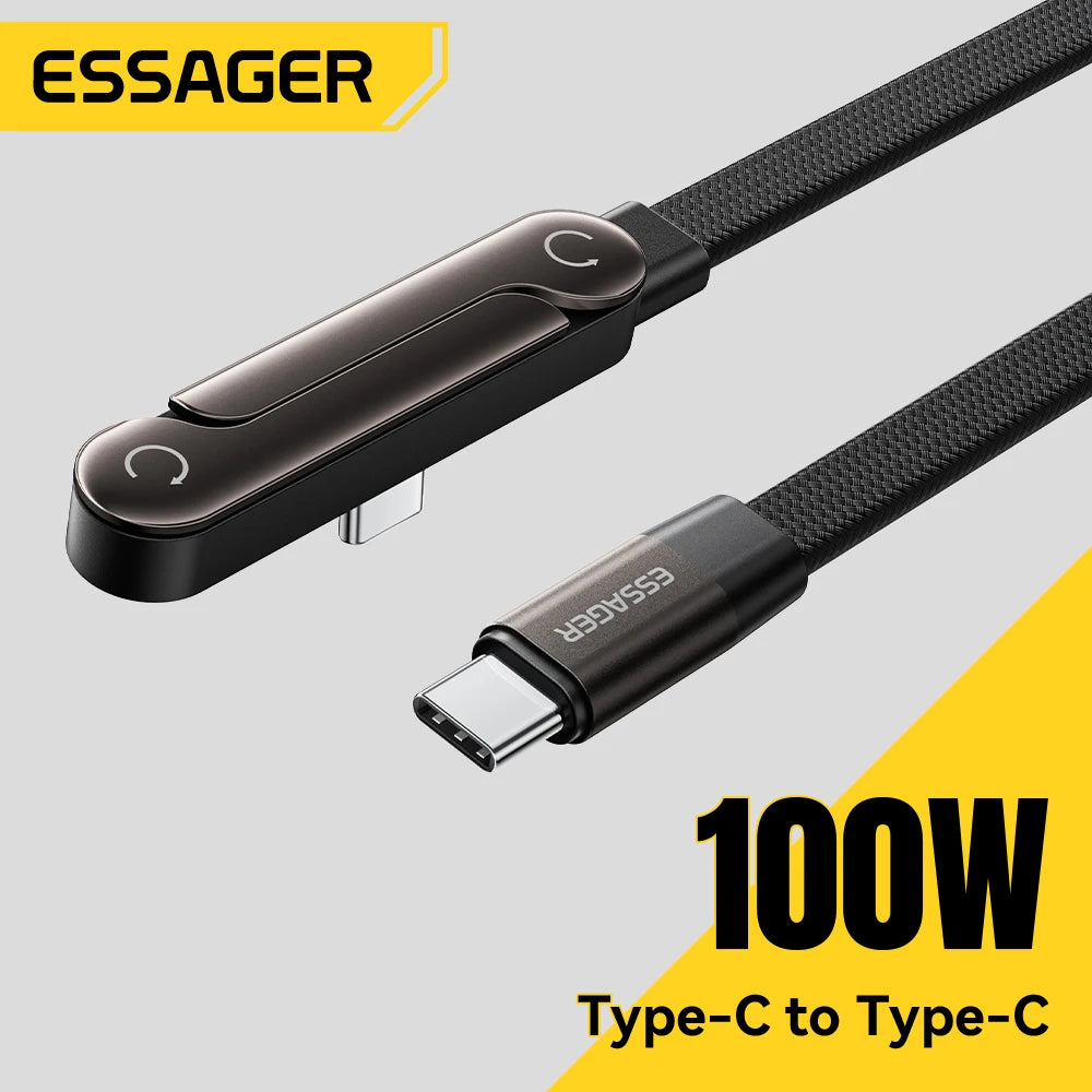 Essager 100W Type-C Cable Fast Charging Foldable Phone Holder Cable Fast Charging Multi Charger Cord With USB C Foldable Cable
