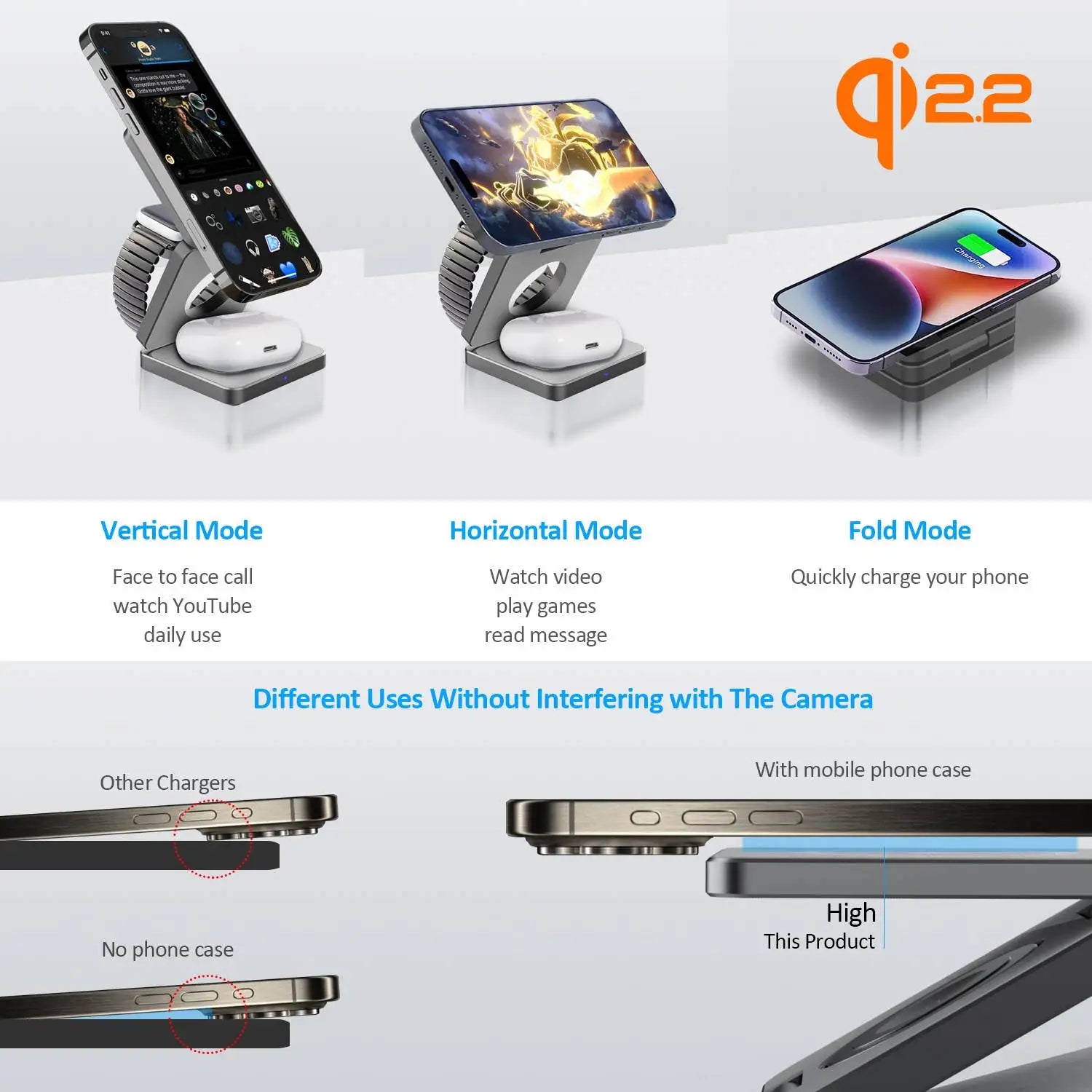 Qi1/Qi2.2 Foldable 3-in-1 Magnetic Wireless Charging Station for iPhone 12~17 Series AirPods iWatch Portable Travel Charger