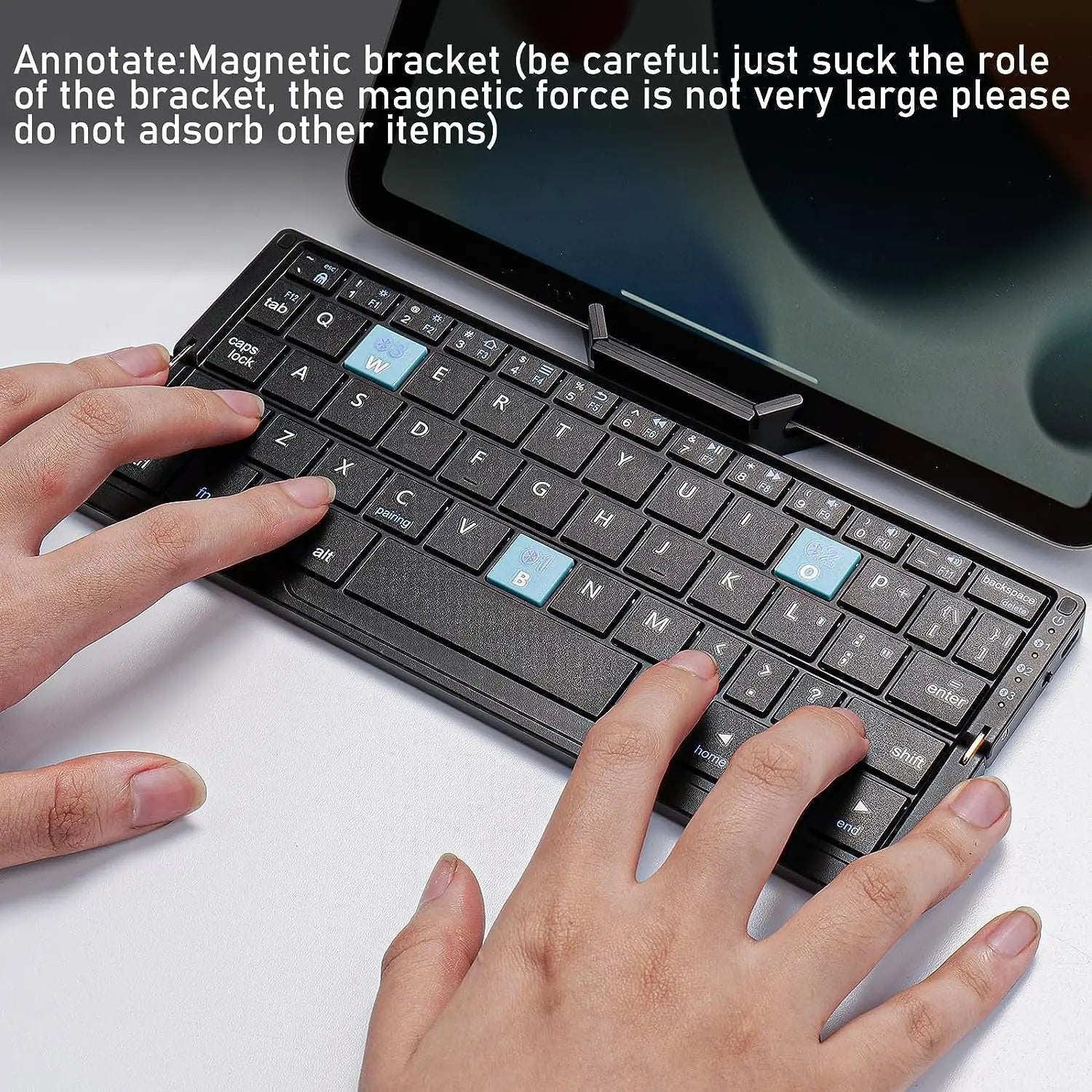 Jomaa Folding Keyboard Bluetooth Rechargeable Bluetooth Keyboard for Laptop iPad Phone Mini Portable Folding Keyboard