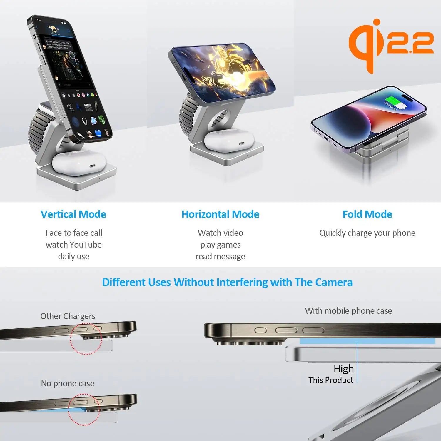 Qi1/Qi2.2 Foldable 3-in-1 Magnetic Wireless Charging Station for iPhone 12~17 Series AirPods iWatch Portable Travel Charger