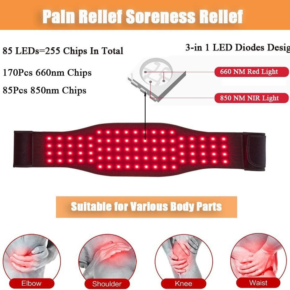 Red Light Infrared Physical Therapy Belt Waist Pain Relief Heat