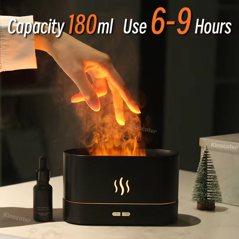 Transform Your Space with the Ultrasonic Aroma Diffuser & Humidifier - LED Flame Lamp with Cool Mist Technology