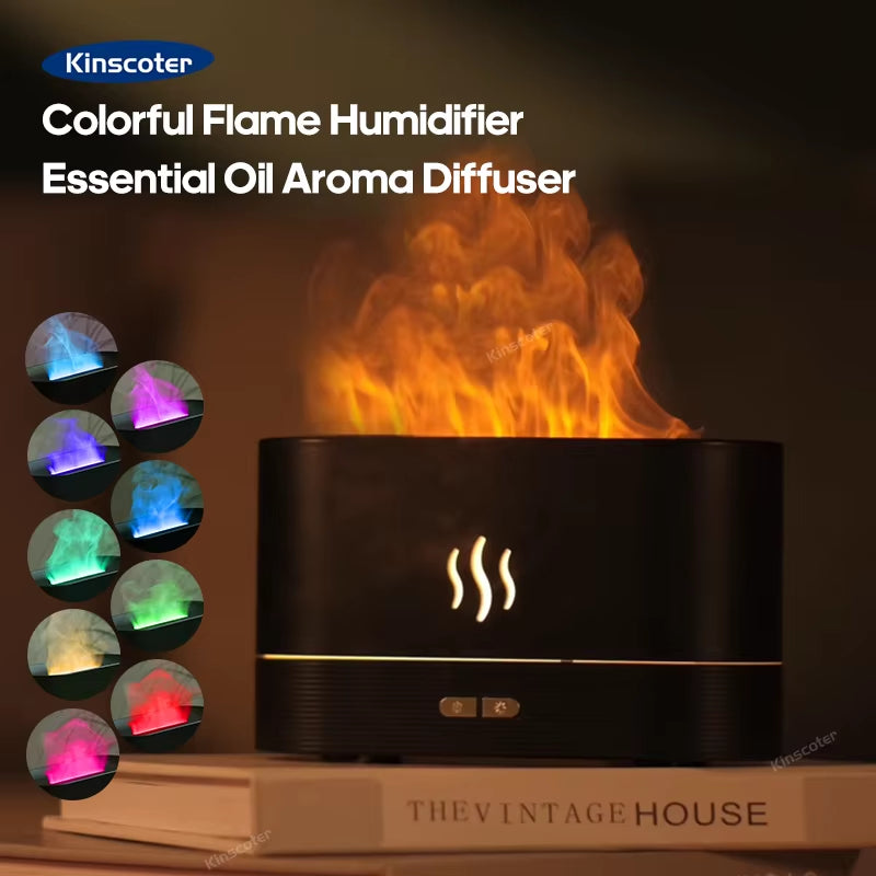 Transform Your Space with the Ultrasonic Aroma Diffuser & Humidifier - LED Flame Lamp with Cool Mist Technology